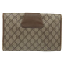 GUCCI GG Supreme Web Sherry Line Clutch Bag PVC Beige Gold Tone Auth 196180-3