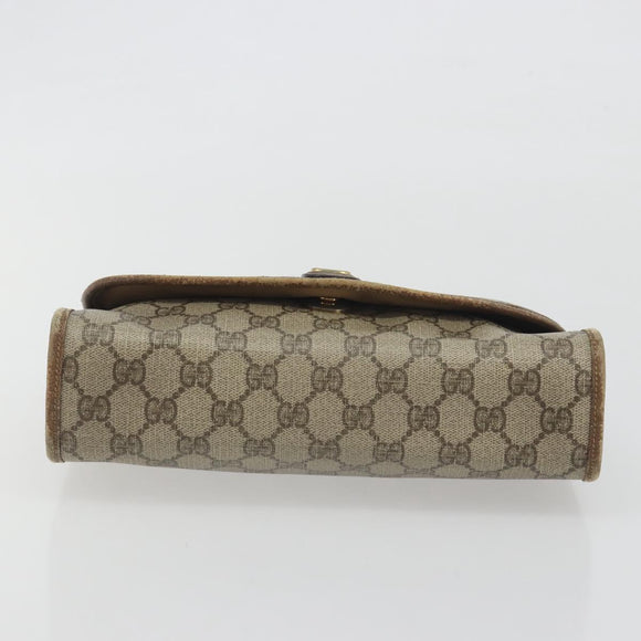 GUCCI GG Supreme Web Sherry Line Clutch Bag PVC Beige Gold Tone Auth 196180