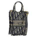 Christian Dior Trotter Book Tote Mini Vertical Phone Bag Navy Auth 196183A-1