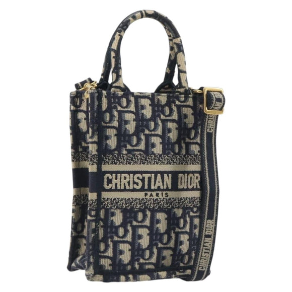 Christian Dior Trotter Book Tote Mini Vertical Phone Bag Navy Auth 196183A