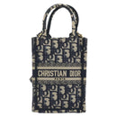Christian Dior Trotter Book Tote Mini Vertical Phone Bag Navy Auth 196183A-2