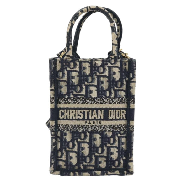 Christian Dior Trotter Book Tote Mini Vertical Phone Bag Navy Auth 196183A