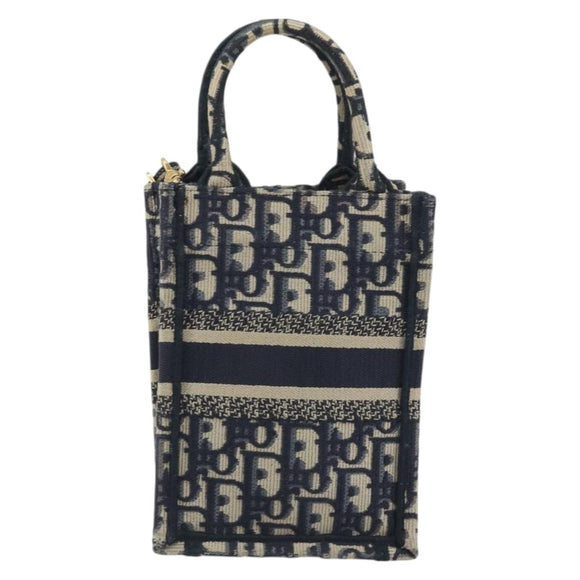 Christian Dior Trotter Book Tote Mini Vertical Phone Bag Navy Auth 196183A