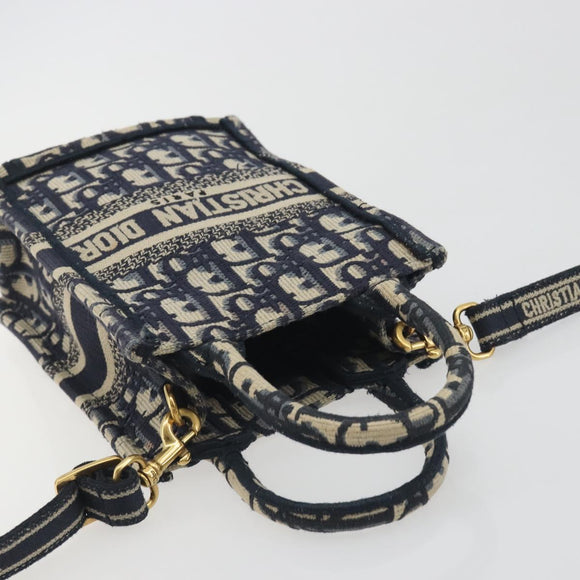 Christian Dior Trotter Book Tote Mini Vertical Phone Bag Navy Auth 196183A