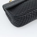 BALLY Chain Shoulder Bag Leather Black Gold Tone Auth 196184-14