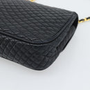 BALLY Chain Shoulder Bag Leather Black Gold Tone Auth 196184-15