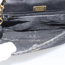 BALLY Chain Shoulder Bag Leather Black Gold Tone Auth 196184-12