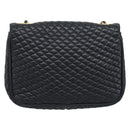 BALLY Chain Shoulder Bag Leather Black Gold Tone Auth 196184-2
