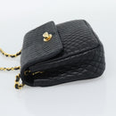BALLY Chain Shoulder Bag Leather Black Gold Tone Auth 196184-3