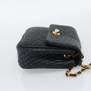 BALLY Chain Shoulder Bag Leather Black Gold Tone Auth 196184-4