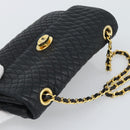 BALLY Chain Shoulder Bag Leather Black Gold Tone Auth 196184-6
