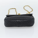 BALLY Chain Shoulder Bag Leather Black Gold Tone Auth 196184-5