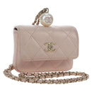 CHANEL Matelasse Chain Shoulder Pouch Caviar Skin Pink Gold Tone CC Auth 196186V-1