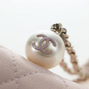 CHANEL Matelasse Chain Shoulder Pouch Caviar Skin Pink Gold Tone CC Auth 196186V-10