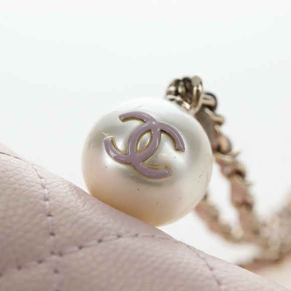 CHANEL Matelasse Chain Shoulder Pouch Caviar Skin Pink Gold Tone CC Auth 196186V