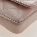 CHANEL Matelasse Chain Shoulder Pouch Caviar Skin Pink Gold Tone CC Auth 196186V-14