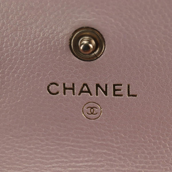 CHANEL Matelasse Chain Shoulder Pouch Caviar Skin Pink Gold Tone CC Auth 196186V