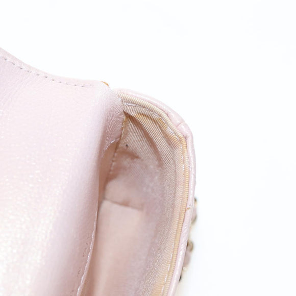 CHANEL Matelasse Chain Shoulder Pouch Caviar Skin Pink Gold Tone CC Auth 196186V