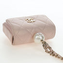 CHANEL Matelasse Chain Shoulder Pouch Caviar Skin Pink Gold Tone CC Auth 196186V-7