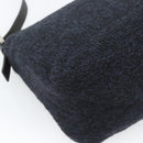 FENDI Mamma Baguette Shoulder Bag Wool Navy Silver Auth 196191-16