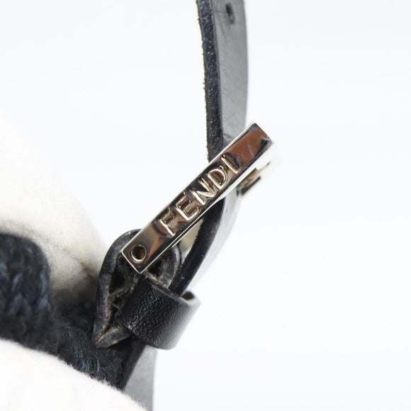 FENDI Mamma Baguette Shoulder Bag Wool Navy Silver Auth 196191