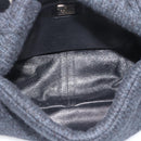FENDI Mamma Baguette Shoulder Bag Wool Navy Silver Auth 196191-11