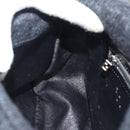 FENDI Mamma Baguette Shoulder Bag Wool Navy Silver Auth 196191-19