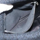 FENDI Mamma Baguette Shoulder Bag Wool Navy Silver Auth 196191-21