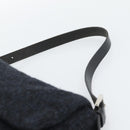 FENDI Mamma Baguette Shoulder Bag Wool Navy Silver Auth 196191-8