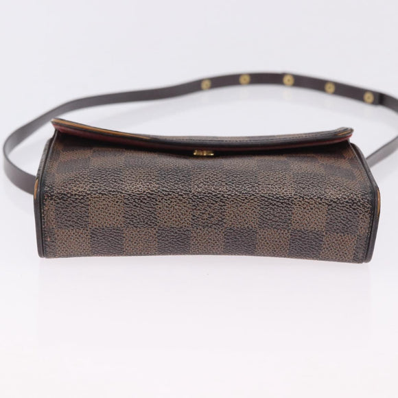 LOUIS VUITTON Damier Ebene Pochette Florentine Waist Bag N51856 LV Auth 196194