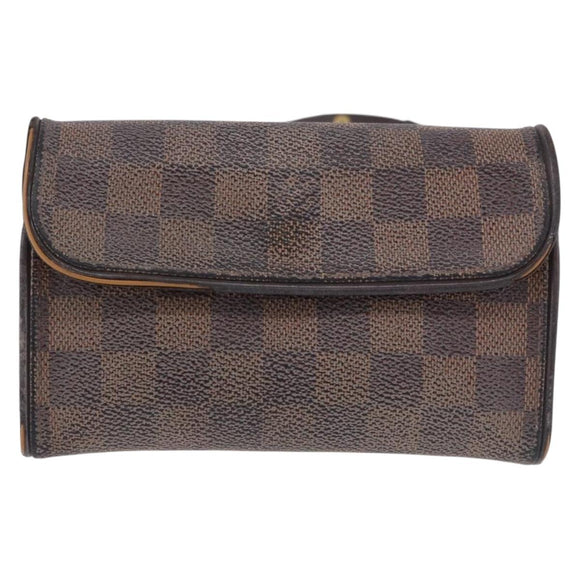 LOUIS VUITTON Damier Ebene Pochette Florentine Waist Bag N51856 LV Auth 196194
