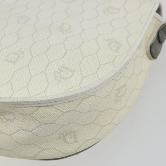 Christian Dior Honeycomb Shoulder Bag PVC Leather White Gold Tone Auth 196195