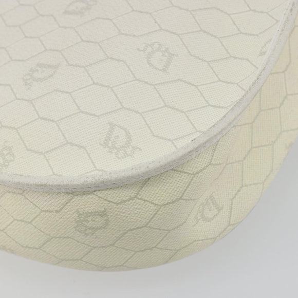 Christian Dior Honeycomb Shoulder Bag PVC Leather White Gold Tone Auth 196195