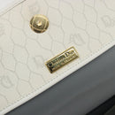 Christian Dior Honeycomb Shoulder Bag PVC Leather White Gold Tone Auth 196195-11