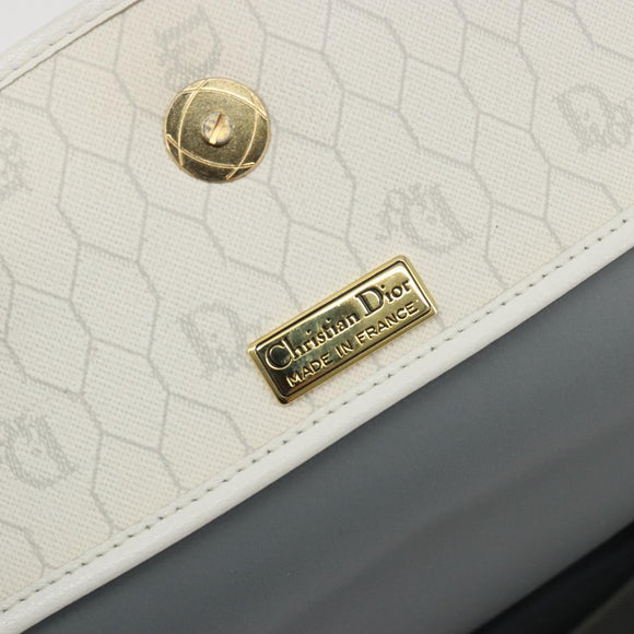 Christian Dior Honeycomb Shoulder Bag PVC Leather White Gold Tone Auth 196195