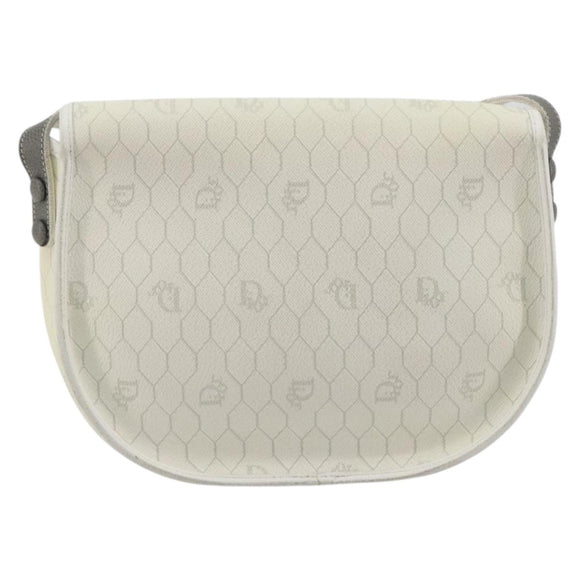 Christian Dior Honeycomb Shoulder Bag PVC Leather White Gold Tone Auth 196195