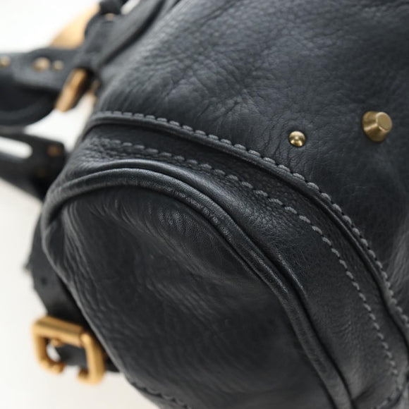 Chloe Paddington Hand Bag Leather Black Gold Tone Auth 196199V