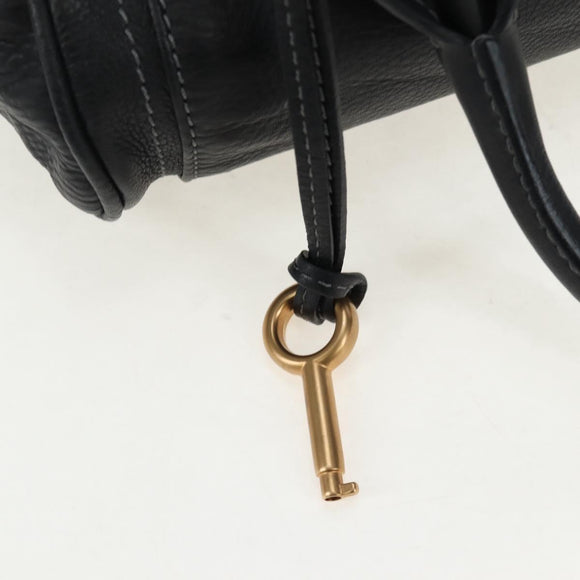 Chloe Paddington Hand Bag Leather Black Gold Tone Auth 196199V