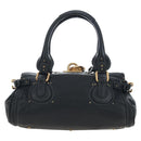 Chloe Paddington Hand Bag Leather Black Gold Tone Auth 196199V-2