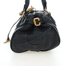 Chloe Paddington Hand Bag Leather Black Gold Tone Auth 196199V-3