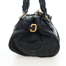 Chloe Paddington Hand Bag Leather Black Gold Tone Auth 196199V-4