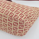 FENDI Zucchino Canvas Shoulder Bag Red Gold Tone 8BR036 Auth 196201A-9