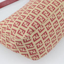 FENDI Zucchino Canvas Shoulder Bag Red Gold Tone 8BR036 Auth 196201A-16