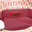 FENDI Zucchino Canvas Shoulder Bag Red Gold Tone 8BR036 Auth 196201A-17