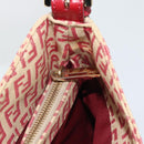 FENDI Zucchino Canvas Shoulder Bag Red Gold Tone 8BR036 Auth 196201A-20