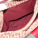 FENDI Zucchino Canvas Shoulder Bag Red Gold Tone 8BR036 Auth 196201A-22