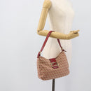 FENDI Zucchino Canvas Shoulder Bag Red Gold Tone 8BR036 Auth 196201A-23