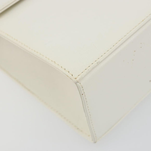 Salvatore Ferragamo Gancini Shoulder Bag Leather White Gold Tone Auth 196208