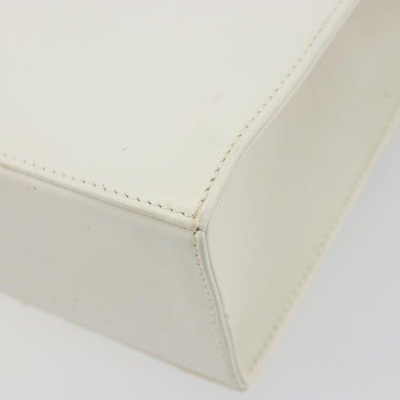 Salvatore Ferragamo Gancini Shoulder Bag Leather White Gold Tone Auth 196208