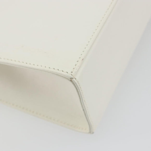 Salvatore Ferragamo Gancini Shoulder Bag Leather White Gold Tone Auth 196208